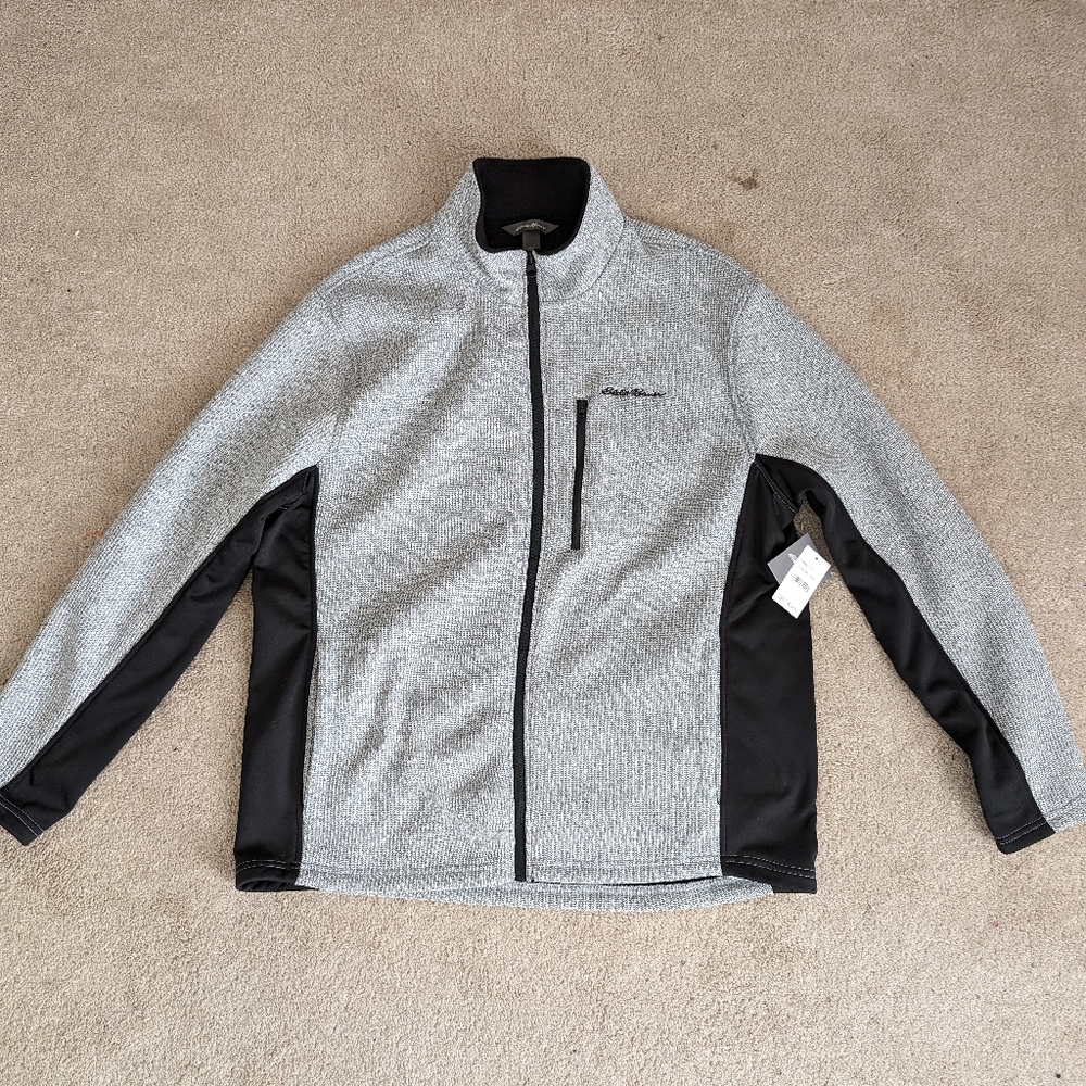 Eddie Bauer Gray/Black Full Zip Knit Jacket NWT - Picture 1 of 9